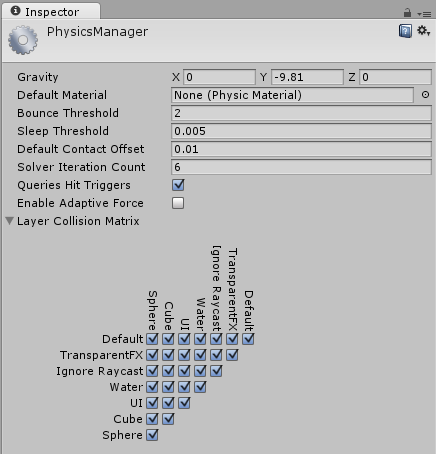 物理层级碰撞矩阵